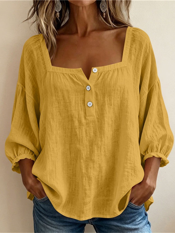 Tenille | Square-Neck Button Blouse