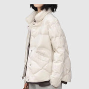 Yajaira | Round-Neck Quilted Snap Jacket