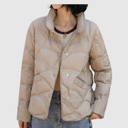 Yajaira | Round-Neck Quilted Snap Jacket