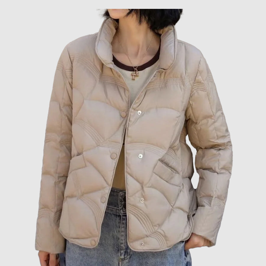 Yajaira | Round-Neck Quilted Snap Jacket