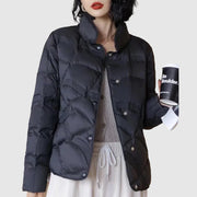 Yajaira | Round-Neck Quilted Snap Jacket