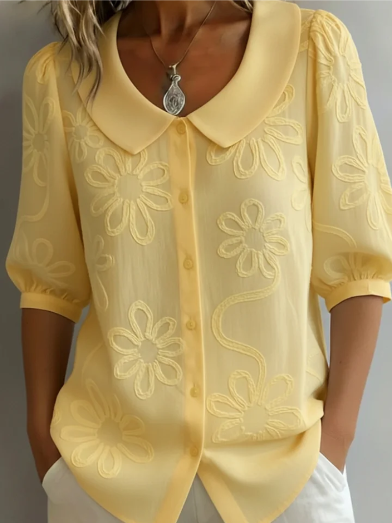 Vanetta | Floral Rounded-Collar Shirt