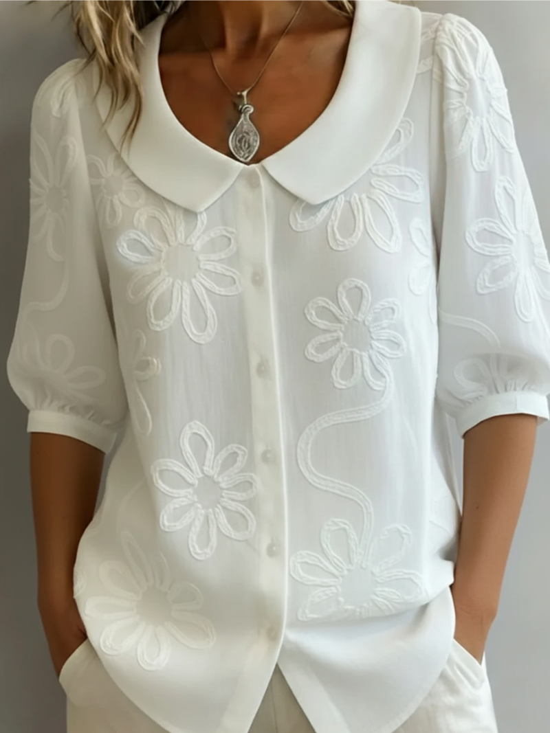 Vanetta | Floral Rounded-Collar Shirt