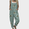 FLOWING PRINTED ADJUSTABLE-STRAP DUNGAREES