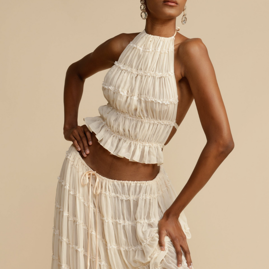 Wendy | Spaghetti-Strap Top & Smocked Skirt Set