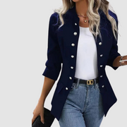 Tosha | Decorative-Button Round-Neck Jacket