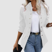 Tosha | Decorative-Button Round-Neck Jacket