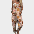 RELAXED-FIT PRINTED ADJUSTABLE-STRAP DUNGAREES