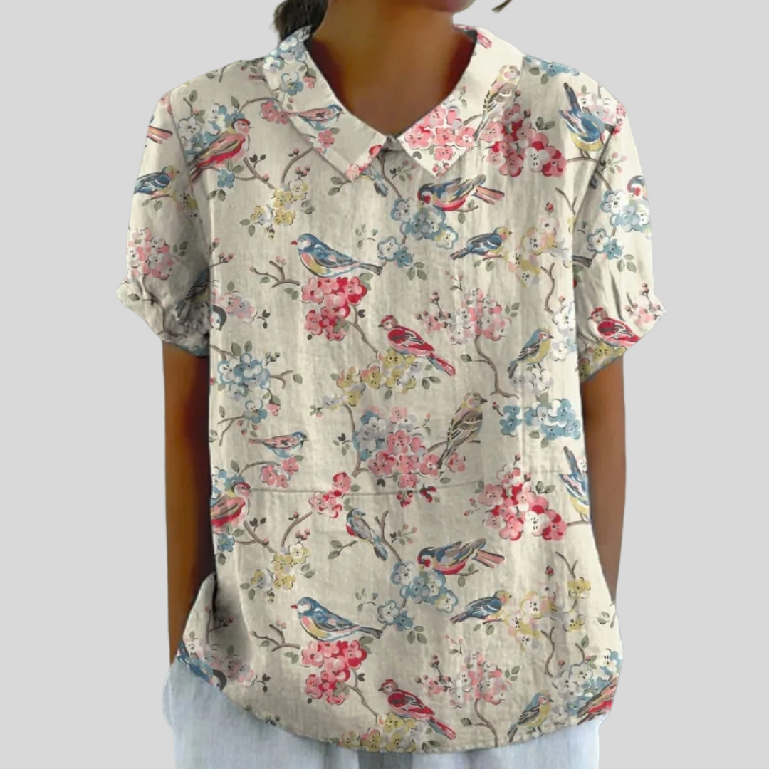 FLORAL COLLARED TOP