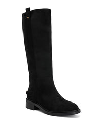 Leopoldine gold-detail low-heel boots in black