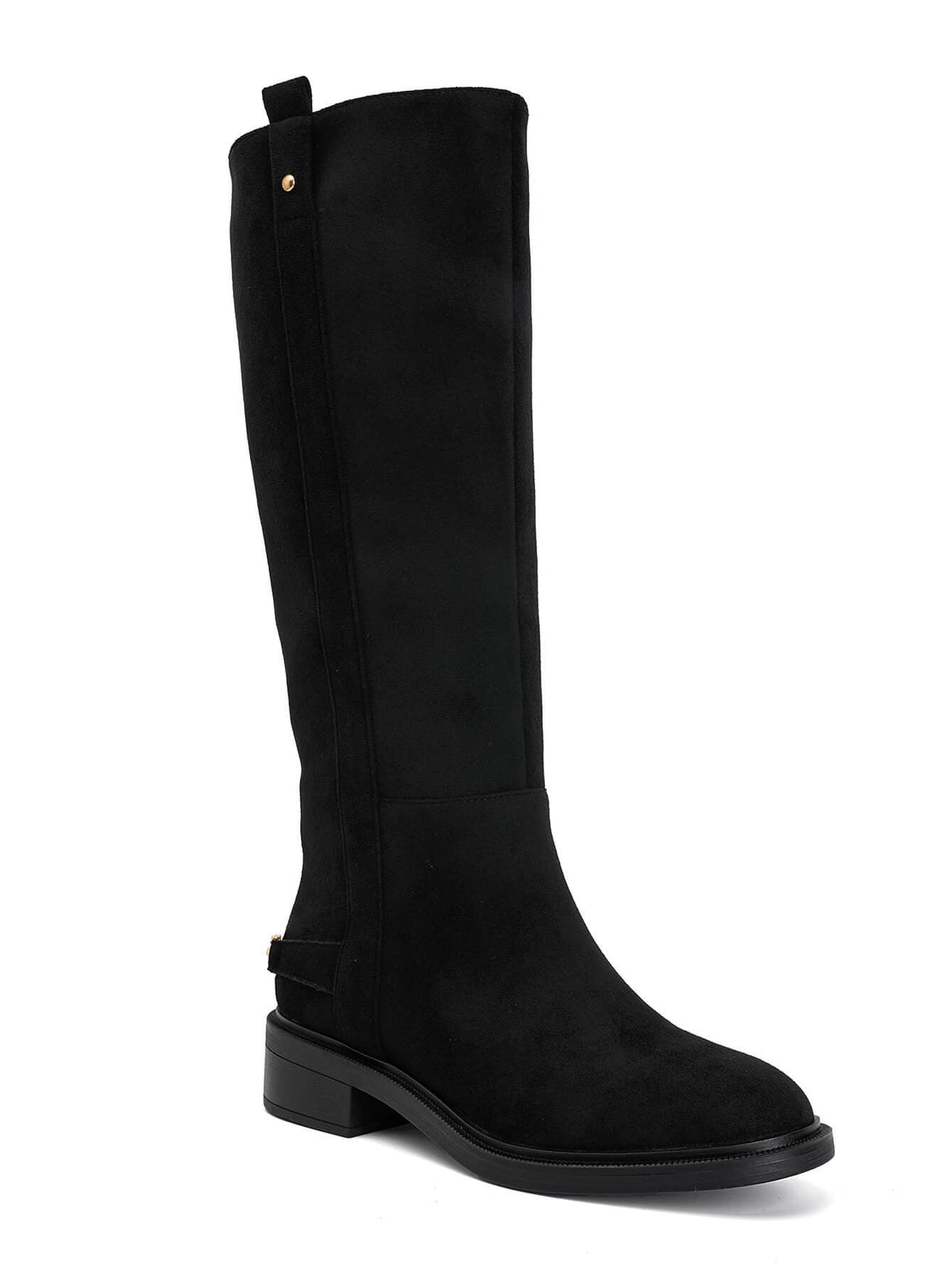Leopoldine gold-detail low-heel boots in black