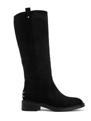Leopoldine gold-detail low-heel boots in black