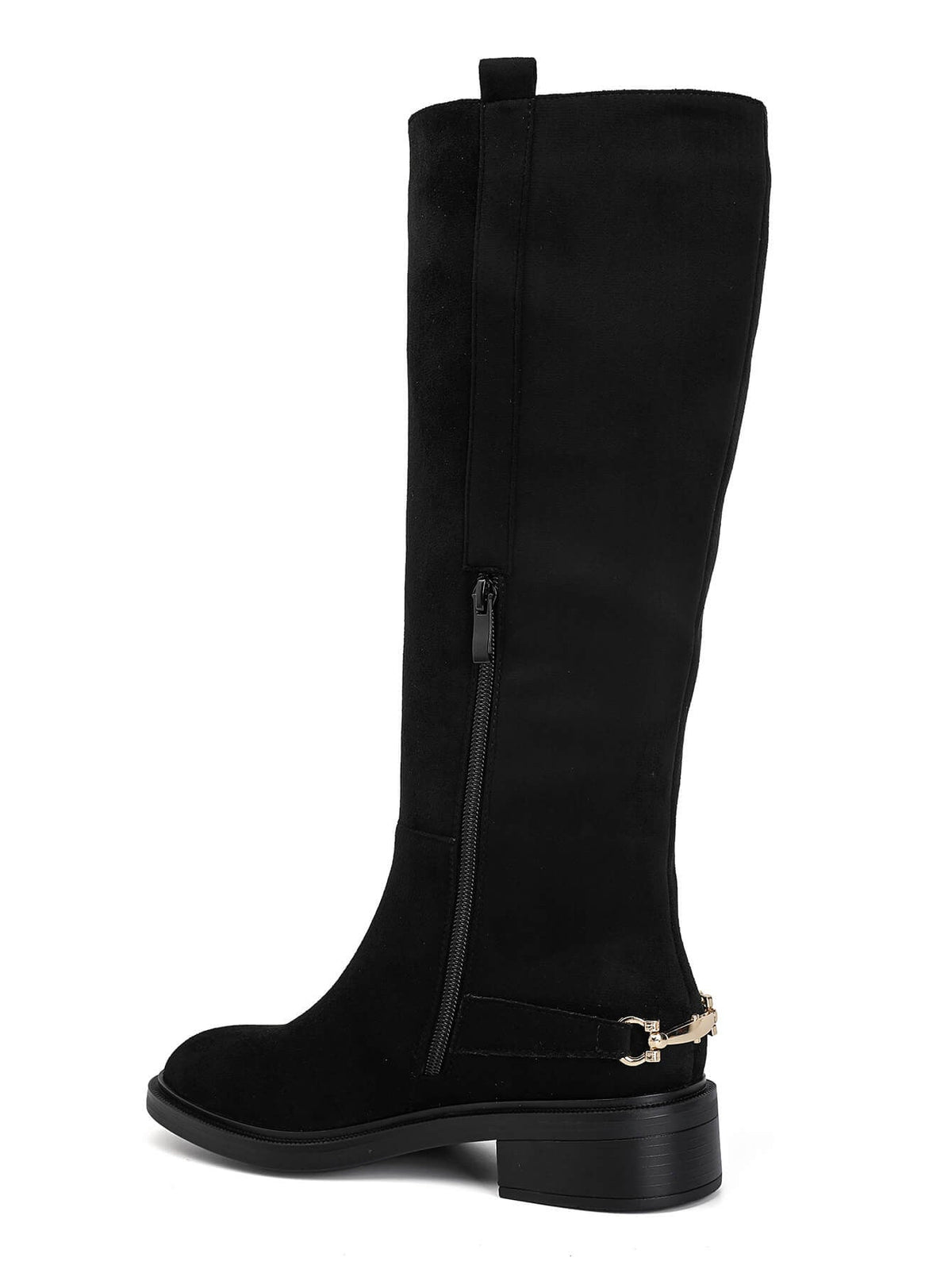 Leopoldine gold-detail low-heel boots in black