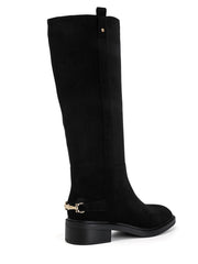Leopoldine gold-detail low-heel boots in black