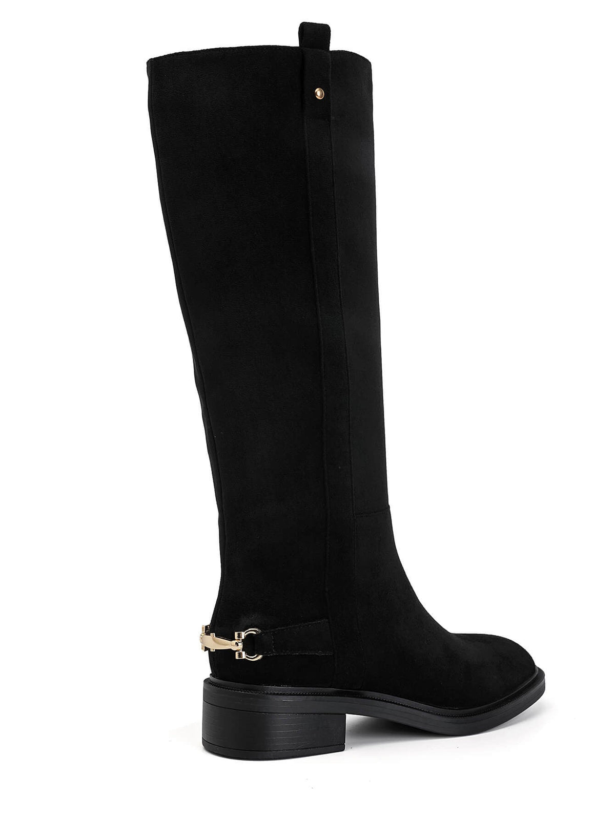 Leopoldine gold-detail low-heel boots in black
