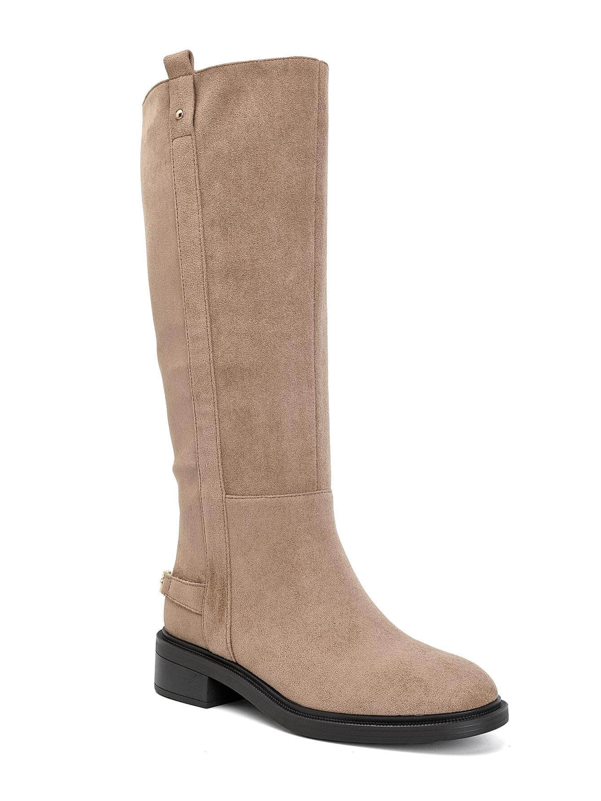 Leopoldine gold-detail low-heel boots in khaki