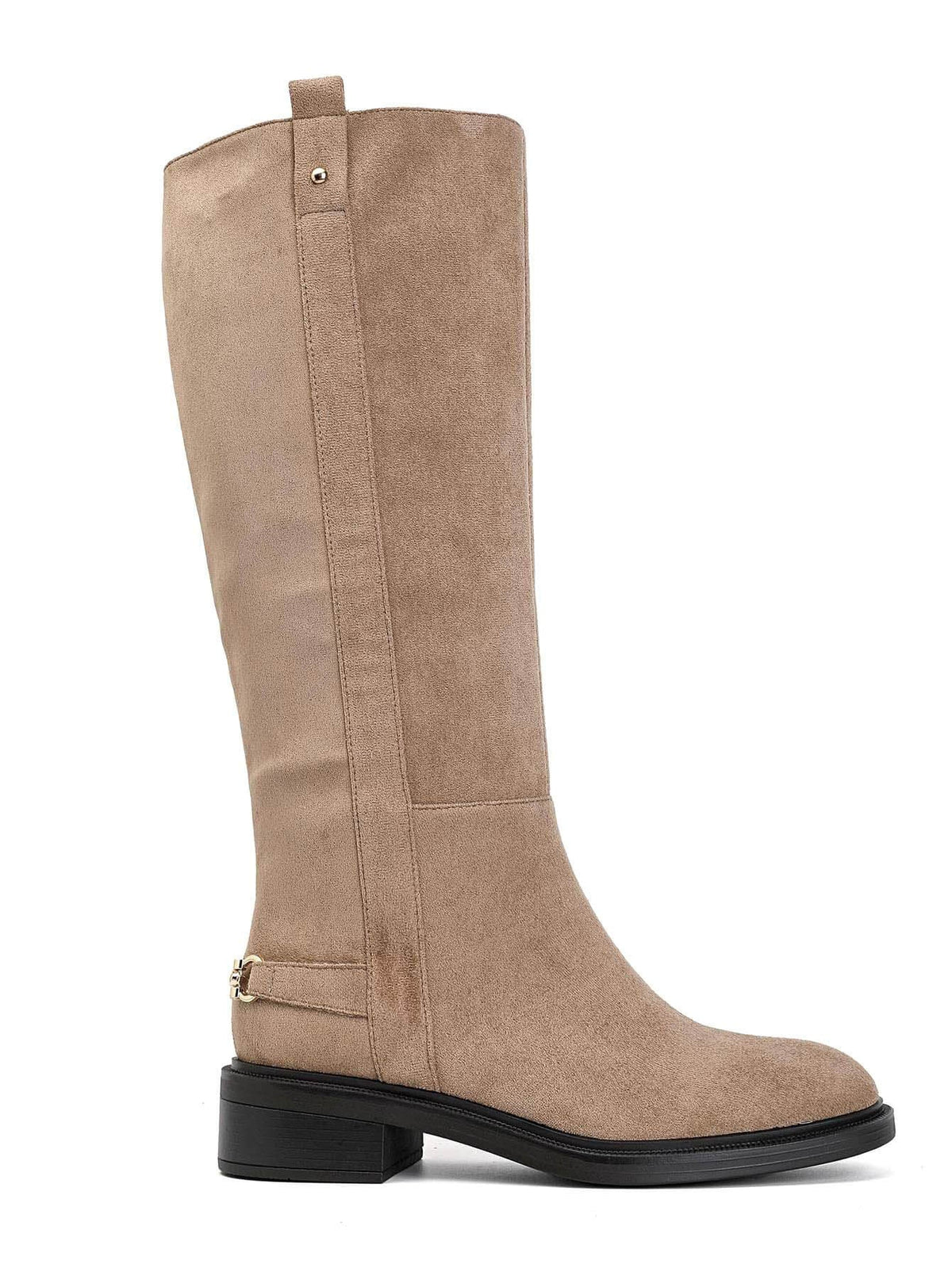 Leopoldine gold-detail low-heel boots in khaki