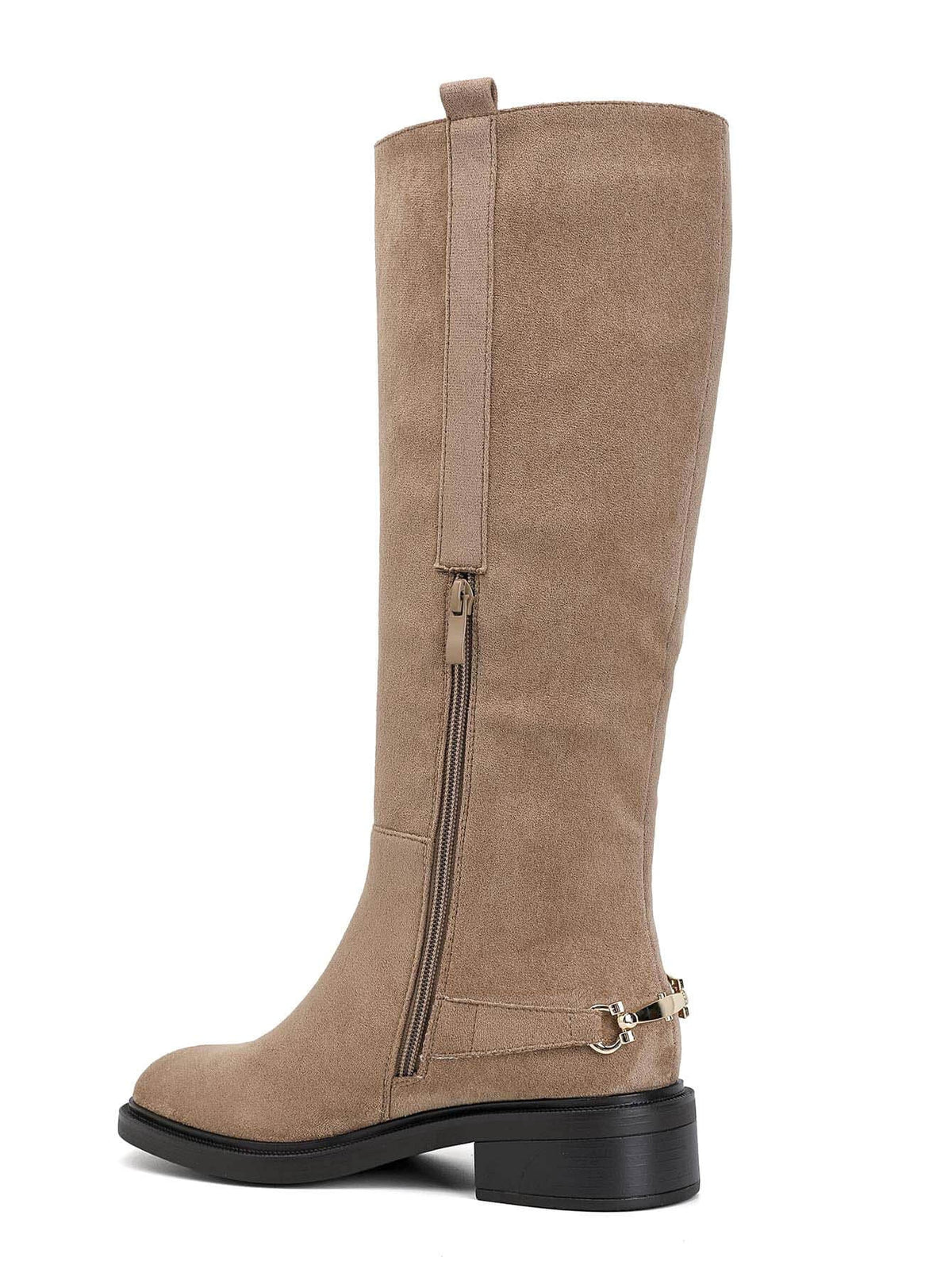 Leopoldine gold-detail low-heel boots in khaki