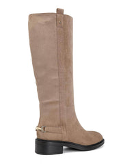 Leopoldine gold-detail low-heel boots in khaki