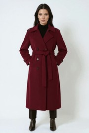 Sondra | Belted Burgundy Coat