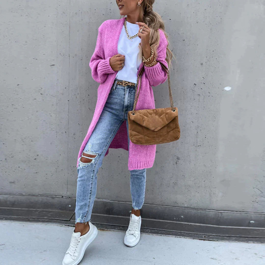 Nicolina | Open-Front Long Cardigan