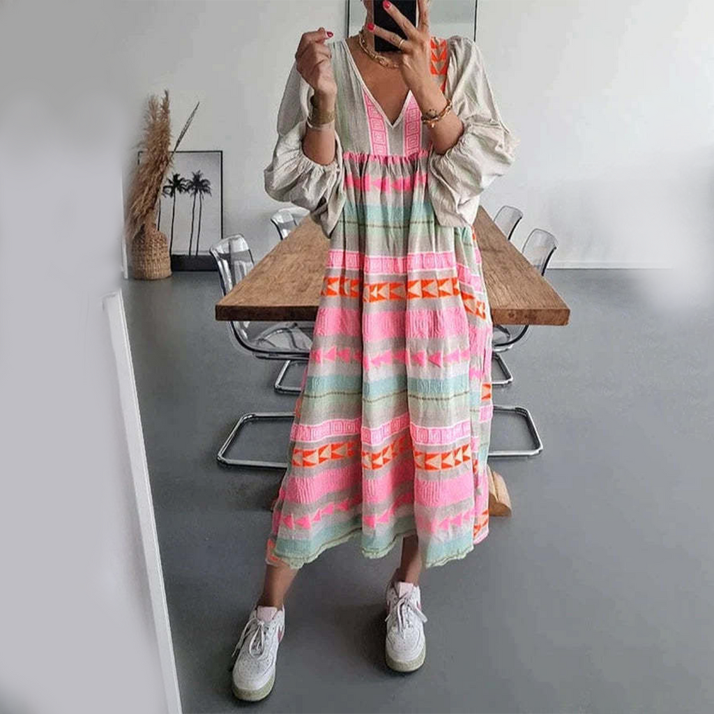 JESSENIA | GEOMETRIC FLOWING DRESS