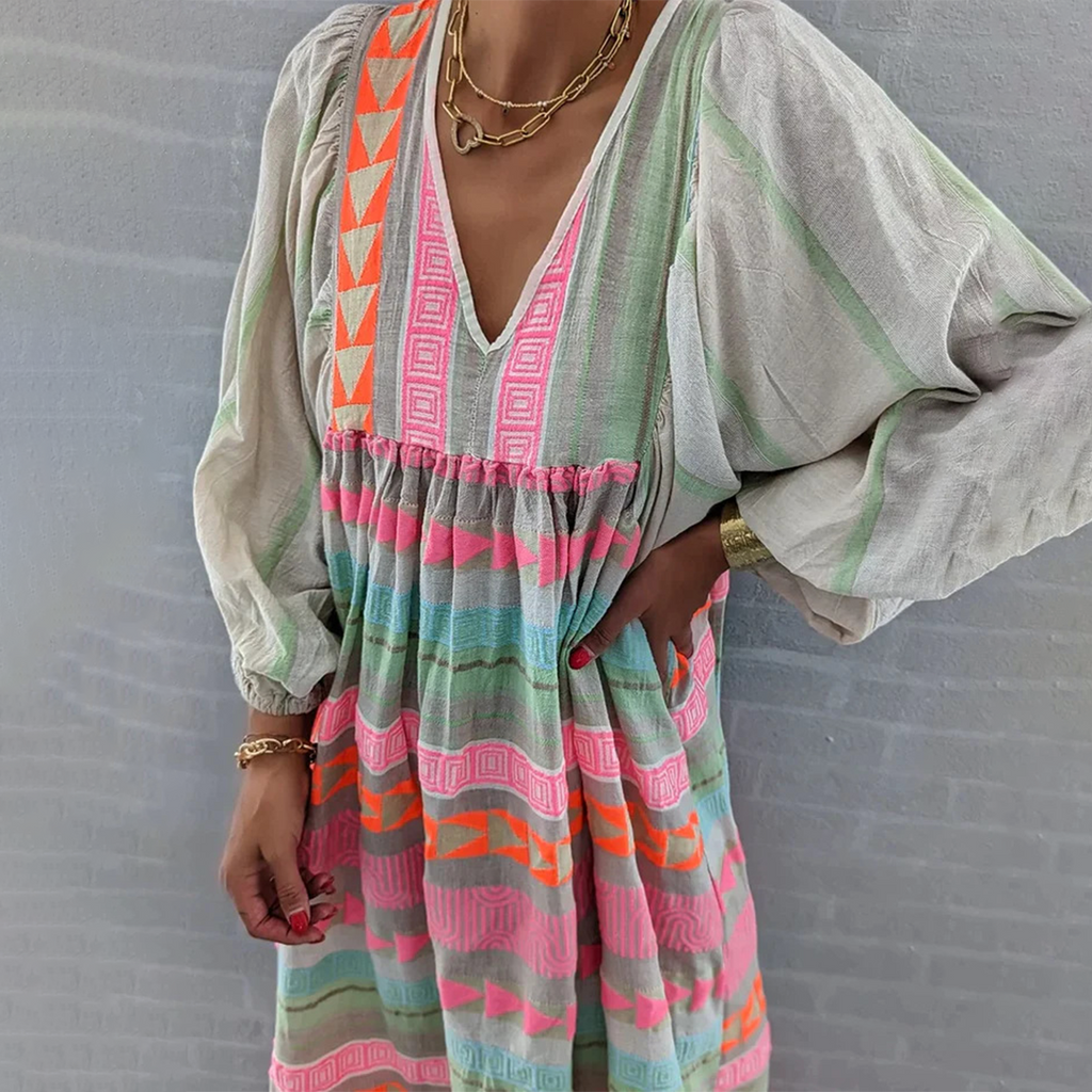 JESSENIA | GEOMETRIC FLOWING DRESS