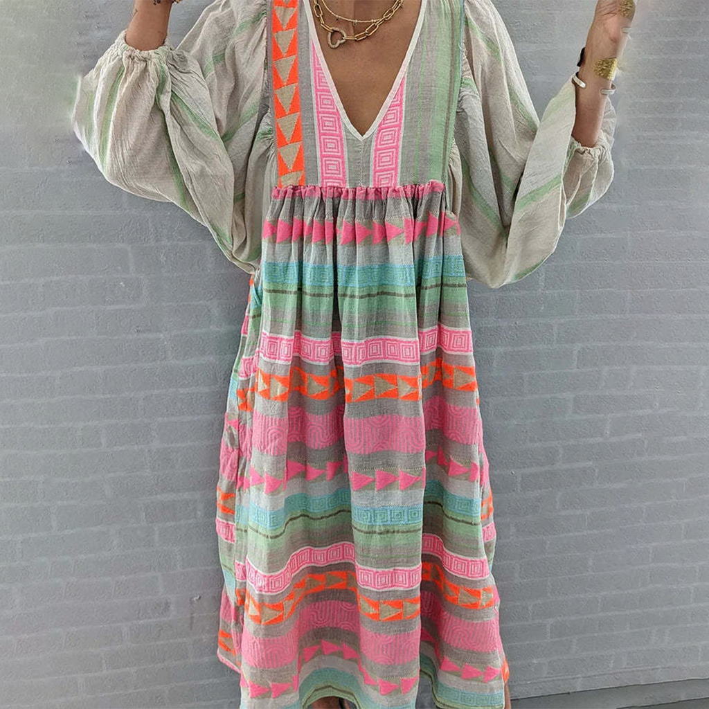 JESSENIA | GEOMETRIC FLOWING DRESS