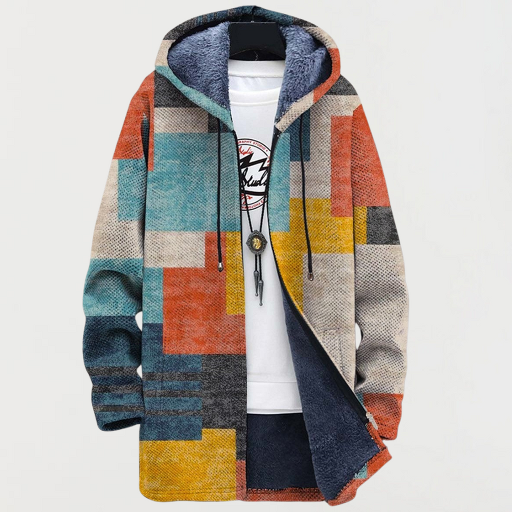 YVONNE | GEOMETRIC HOODED COAT