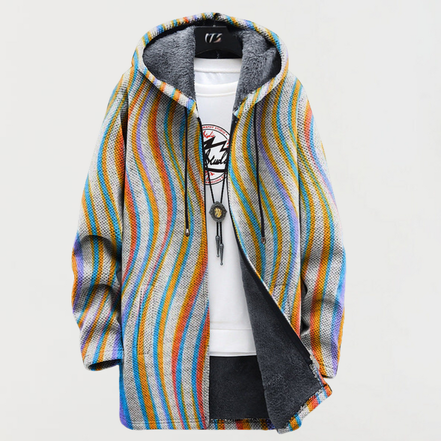 Ariella | Striped Coat with Waves