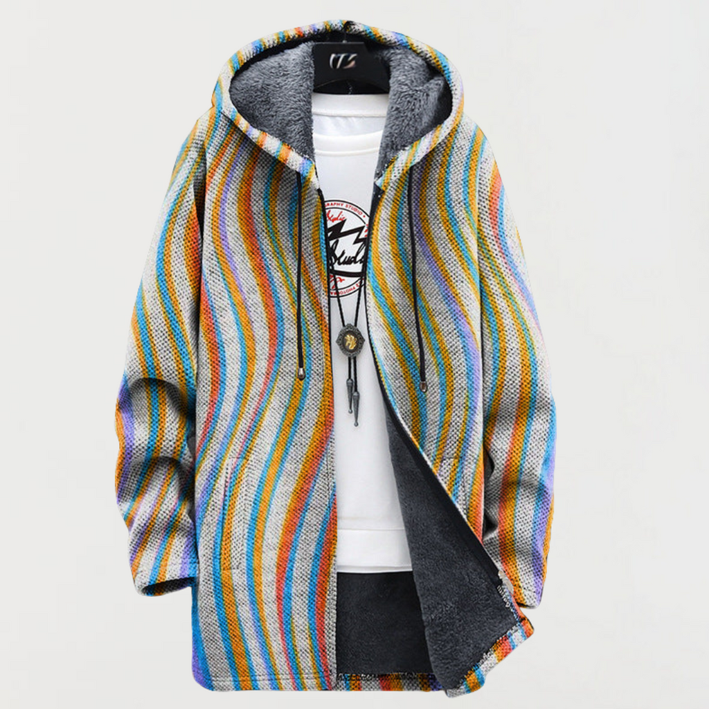 RÍONA | STRIPED HOODED COAT