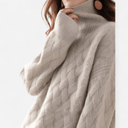 Julee | Diamond-Knit Roll-Neck Jumper