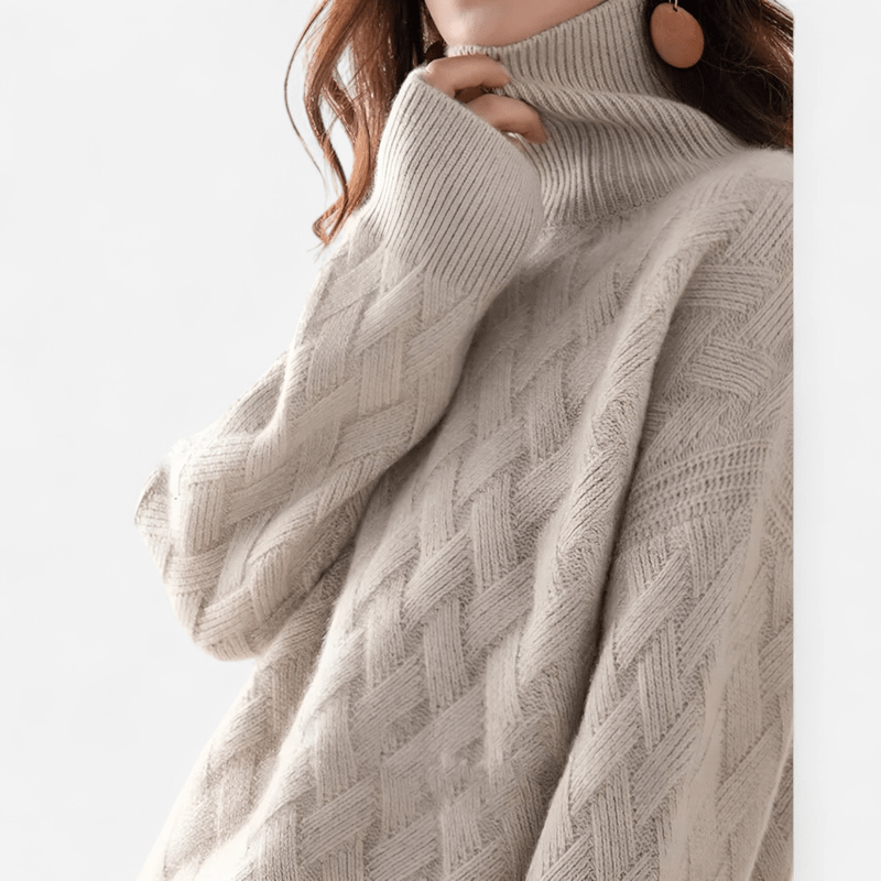 Julee | Diamond-Knit Roll-Neck Jumper