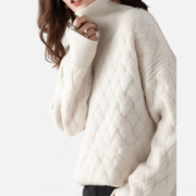 Julee | Diamond-Knit Roll-Neck Jumper