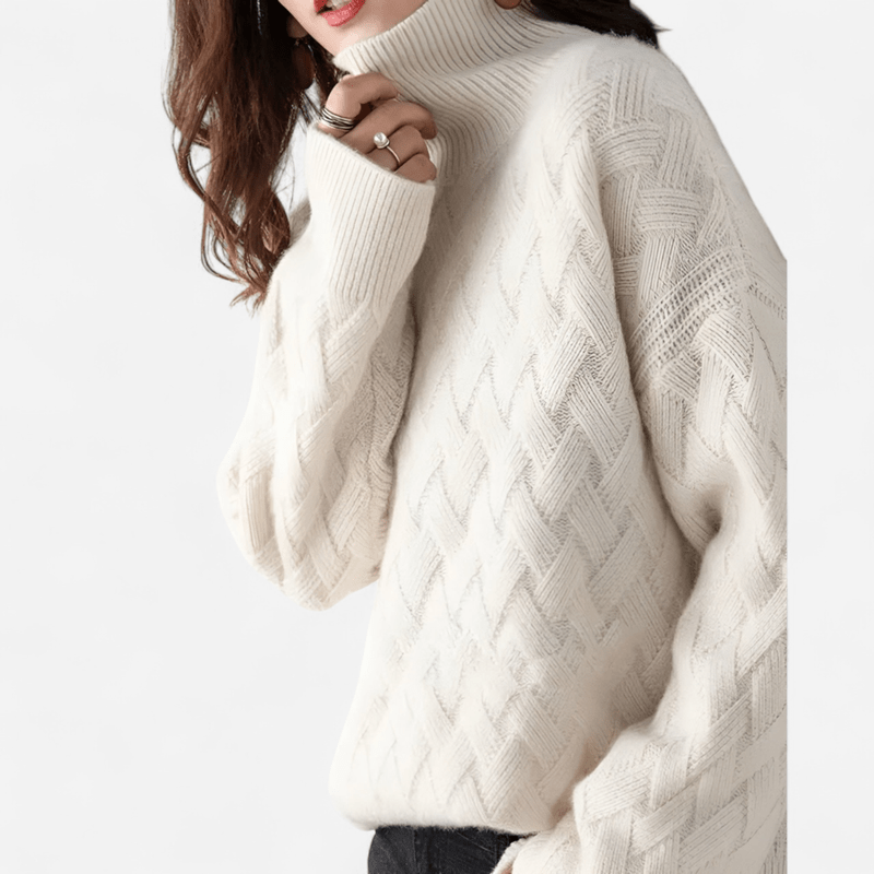 Julee | Diamond-Knit Roll-Neck Jumper