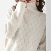 Julee | Diamond-Knit Roll-Neck Jumper