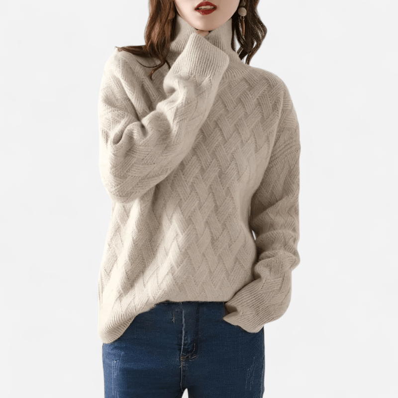 Julee | Diamond-Knit Roll-Neck Jumper