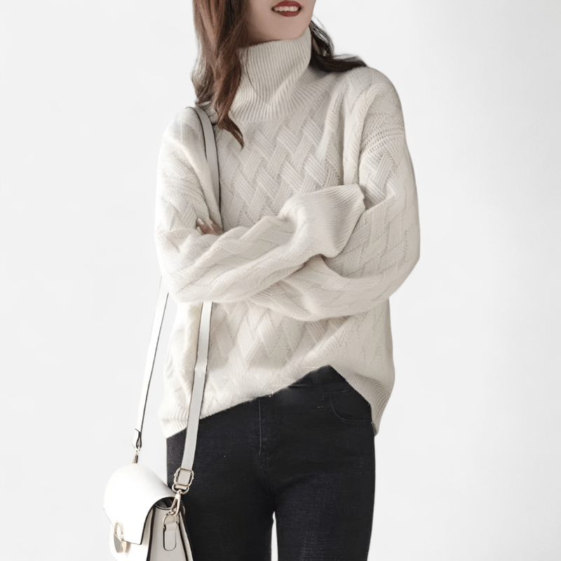 Julee | Diamond-Knit Roll-Neck Jumper