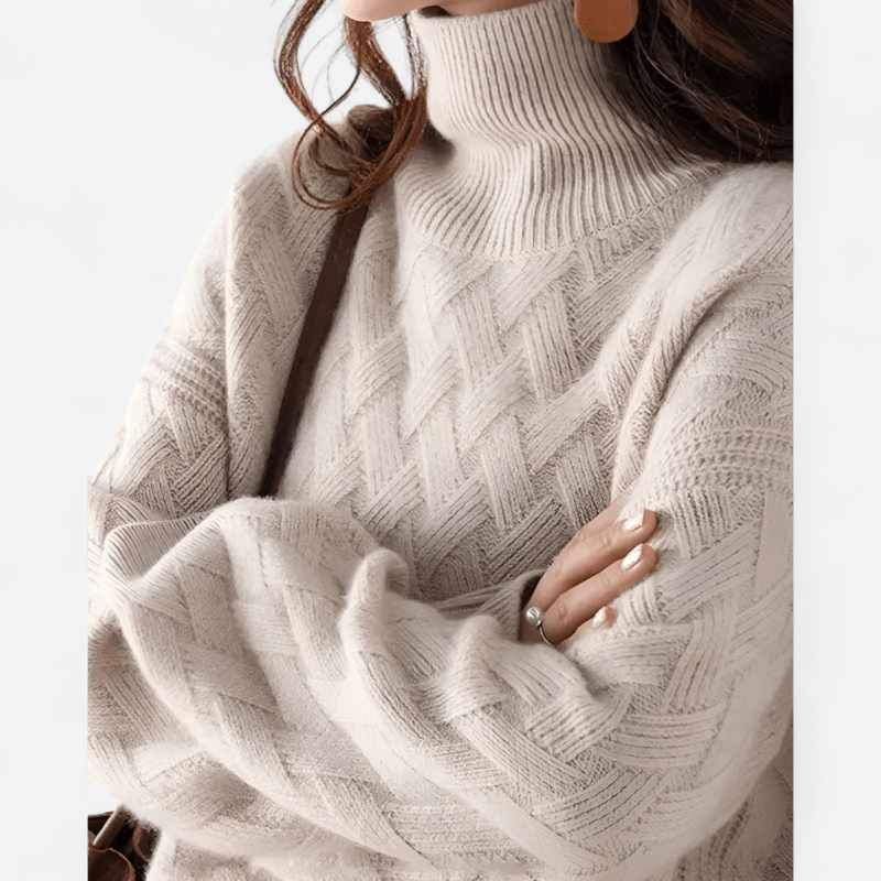 Julee | Diamond-Knit Roll-Neck Jumper