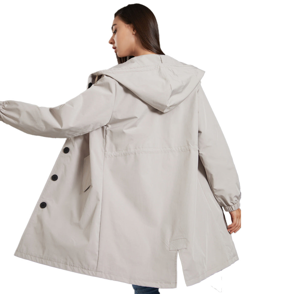 Tia | Long Button-Front Hooded Coat