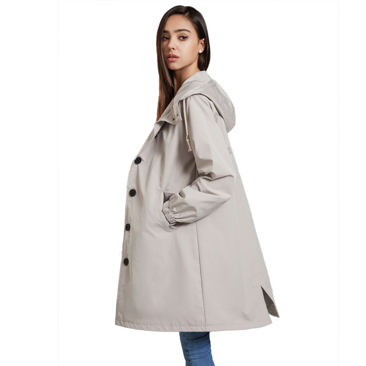 Tia | Long Button-Front Hooded Coat
