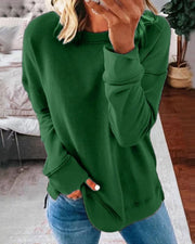 Crew-Neck Sweatshirt with Curved Hem