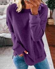 Crew-Neck Sweatshirt with Curved Hem