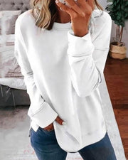 Crew-Neck Sweatshirt with Curved Hem
