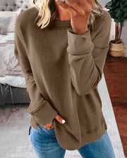 Crew-Neck Sweatshirt with Curved Hem
