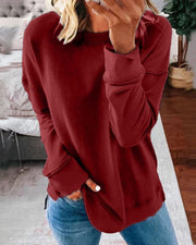 Crew-Neck Sweatshirt with Curved Hem