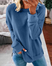 Crew-Neck Sweatshirt with Curved Hem