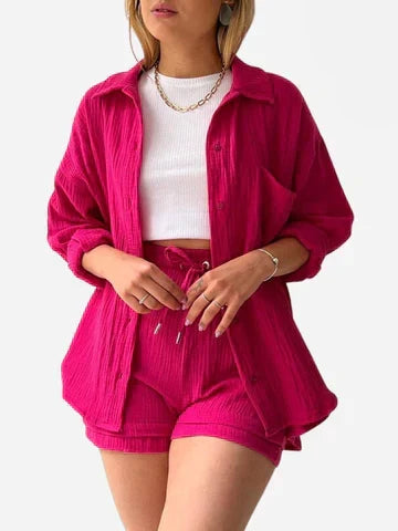 SUZY | BUTTON-FRONT V-NECK CO-ORD SET