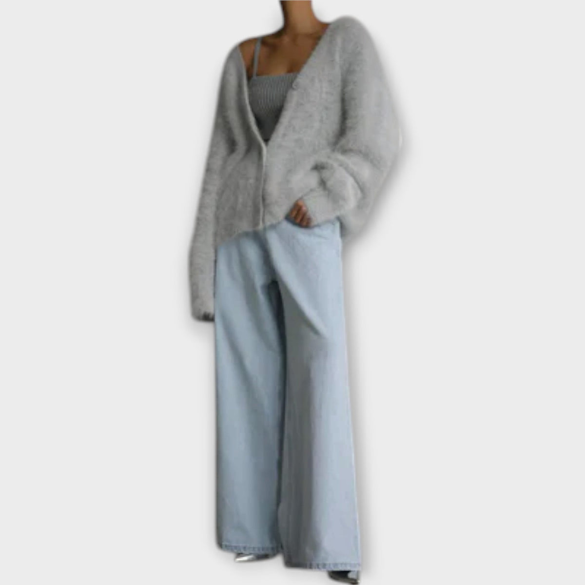 Dahlia | Elegant Beige Cardigan Of Fake Fur