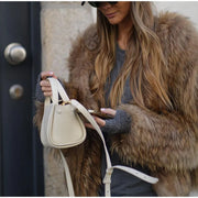 Delyth | Brown Faux-Fur Fitted Jacket